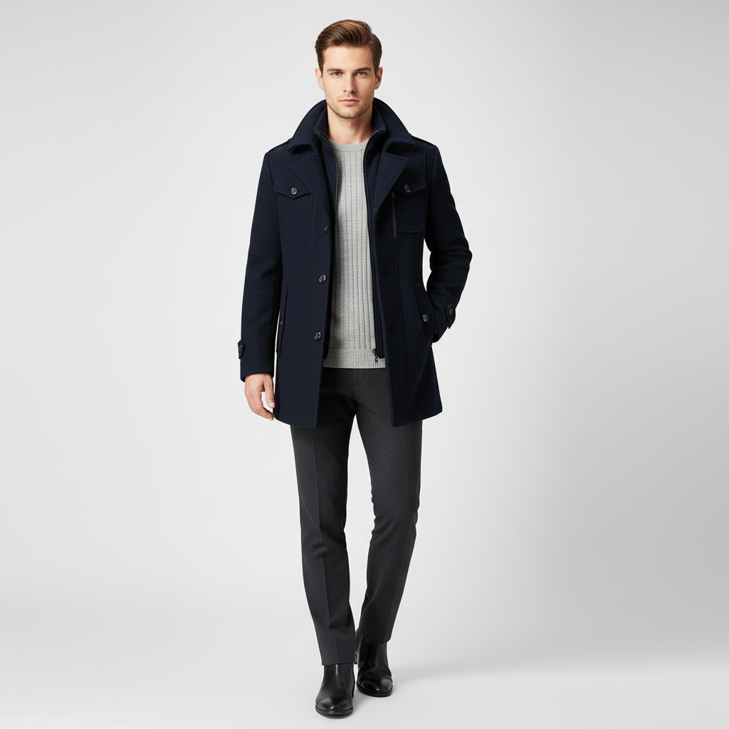 WoolGuard™ Peaky Blinders Kurtka Zimowa | Luksusowy Trenchcoat z Podwójnym Kołnierzem dla Mężczyzn – Ciepły i Stylowy na Zimę
